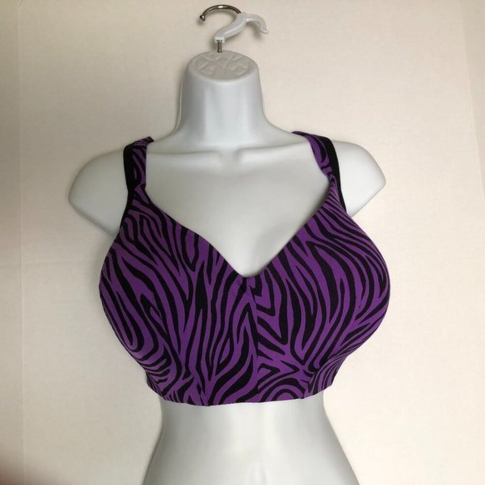 Lane Bryant Cacique intimates No-wire Purple and Black Zebra Bra 42DD.